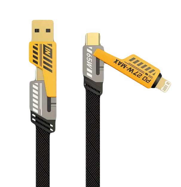 4-In-1 Premium Fast Charging Cable, Dual Type-C & Usb Lighting Connectors