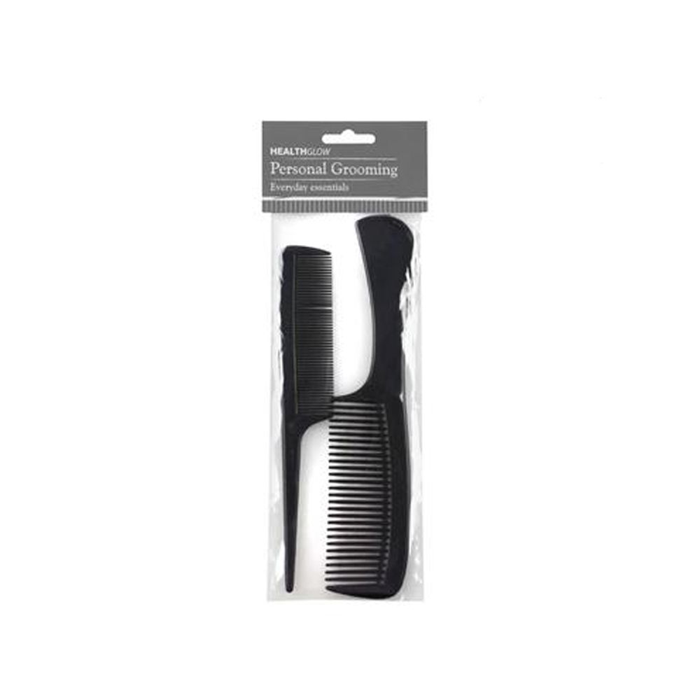 Hair comb plastic handle - 2pc