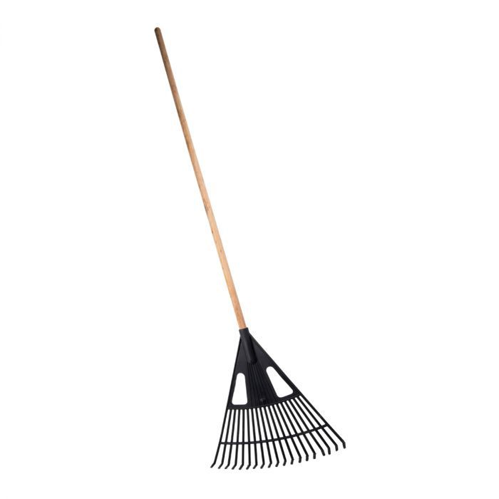 Leaf Rake-Plastic X Wooden Handle-zoomong Flat Teeth - 20 Pack