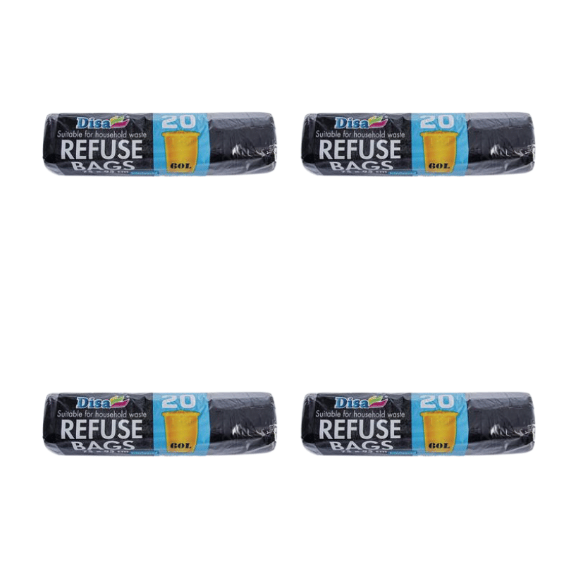 Pack of 4-Refuse bag 20 Piece Black 750x950mm