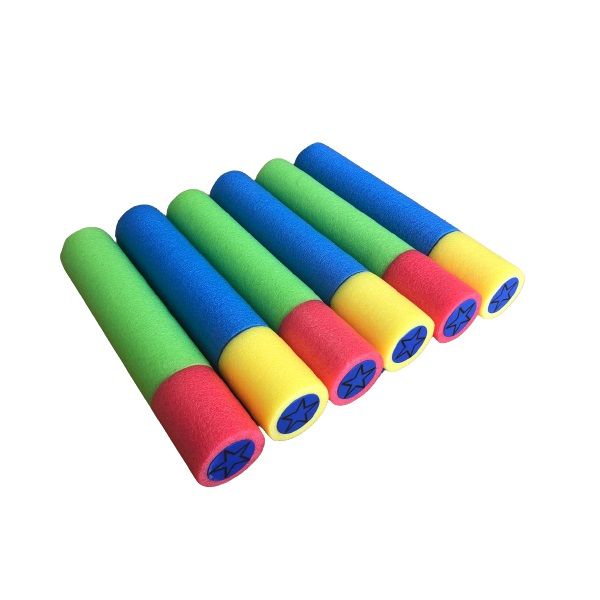 Foam Tube Water Blaster Pool Guns - 25cm Assorted Colours (Set of 6)