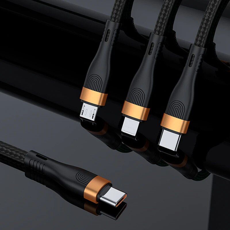 3 in 1 USB Transfer Port Fast Charging Cable and Charging Adaptor - 1 Pack