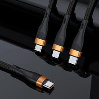 3 in 1 USB Transfer Port Fast Charging Cable and Charging Adaptor - 1 Pack