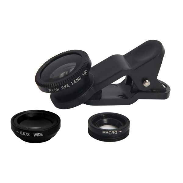 Universal 3-in-1 Cell Phone Camera Lens Kit - Wide, Macro, Fisheye Lenses