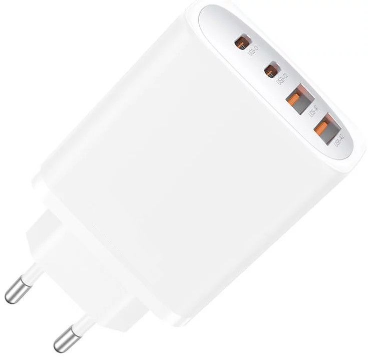 45W Wall Charger (EU) GaN Technology, 2x USB-C, 2x USB-A - White