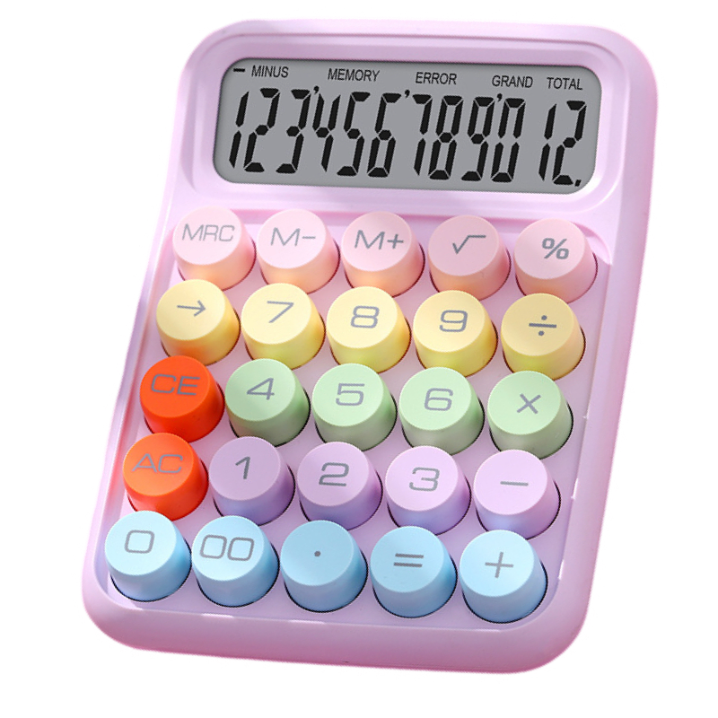 12-Digit Desktop Calculator with Large LCD Display - Purple Color