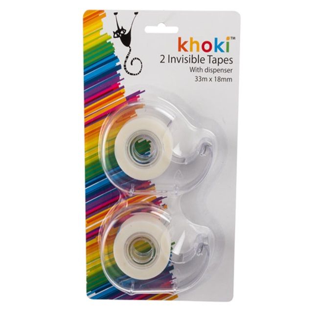 Invisible Adhesive Tape In Dispenser (Card of 2), 18mm x 33m