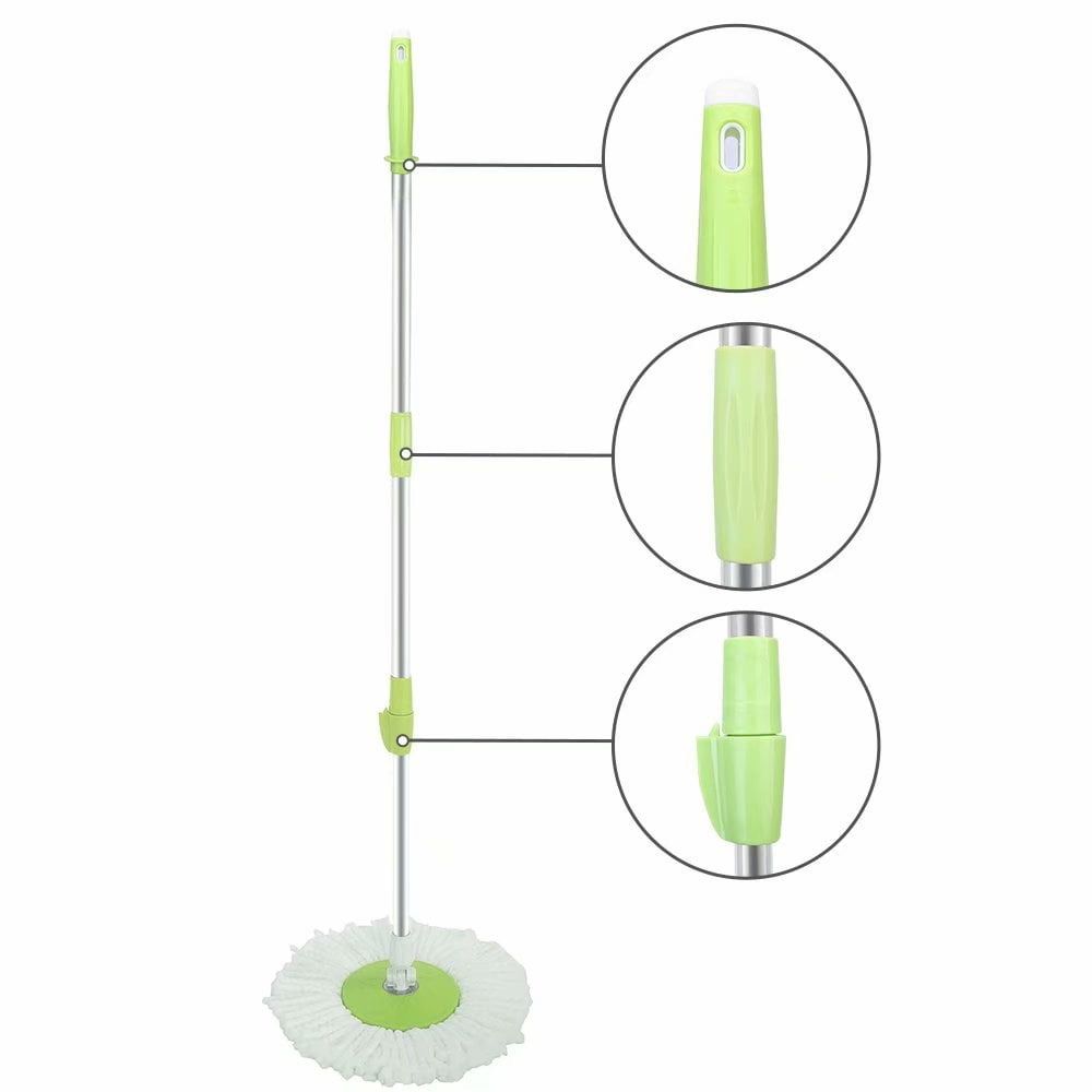 Green - 360 Spin Mop & Bucket System with Microfiber Head