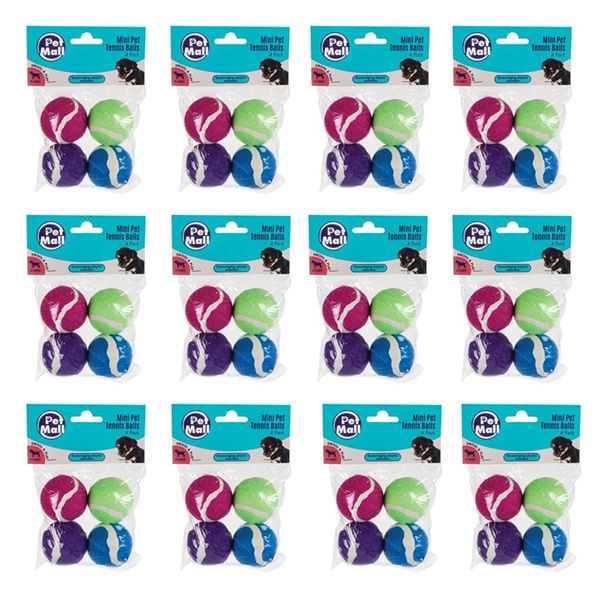 Pet Mall Pet Toy Mini Tennis Balls (4 Balls) - 12 Pack