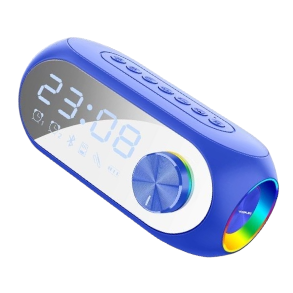 YESPLUS - YS-702 - Mirrored Alarm Clock LED Bluetooth Speaker - Blue