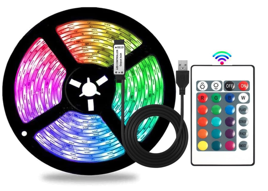 LED RGB Strip Light with Remote 5m - USB Powered