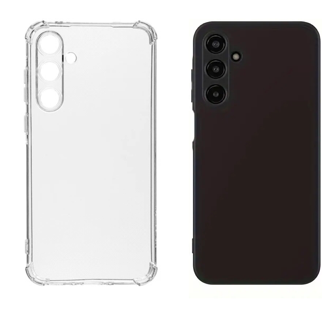 Cover For Samsung Galaxy A35 - Clear Cover + Silicone Cover For A35 - Black