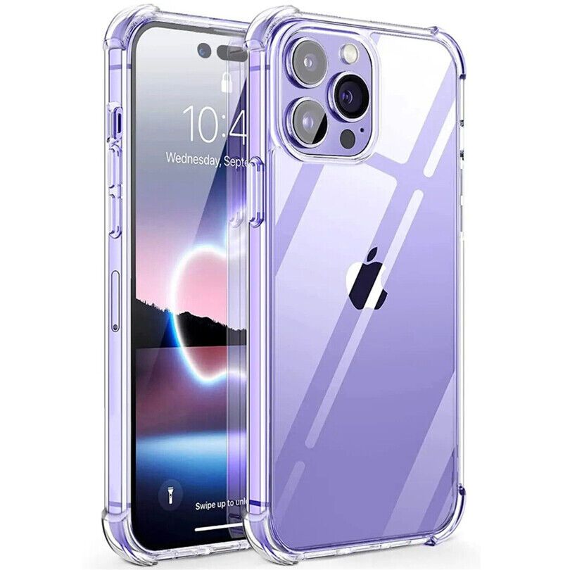 TPU Clear Pouch Gel Case With 9D Tempered Glass for Apple iPhone 14 Pro Max