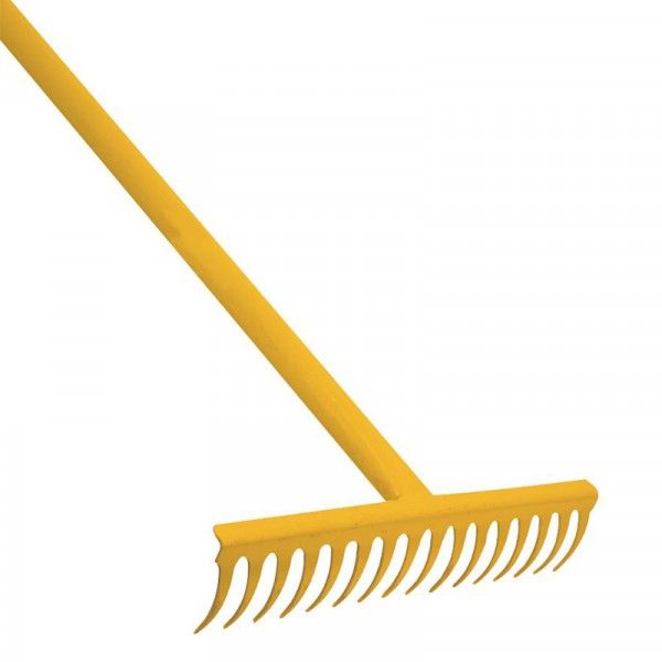 Steel Garden Rake - 16 Teeth - Yellow
