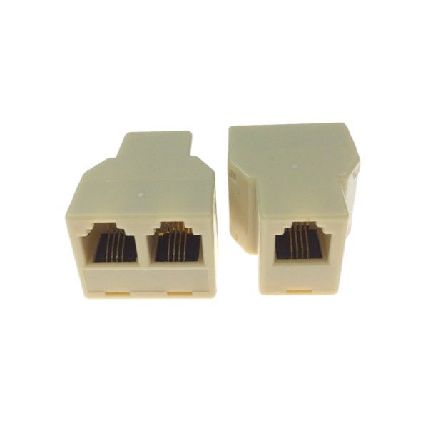 High Quality Pack Of 2 RJ11 Splitter 2 To 1 Coupler - Cream
