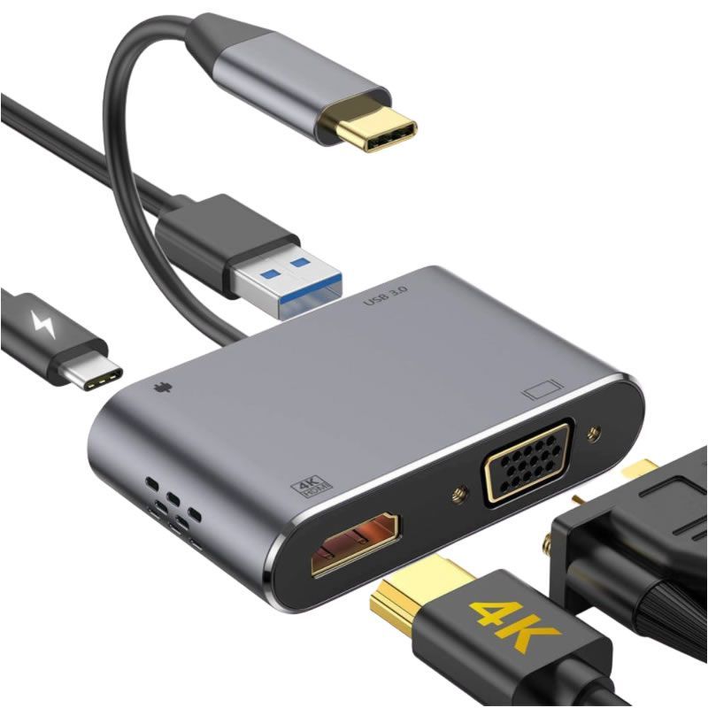 Type-C to PD+HDMI+VGA+USB HUB 4 in 1