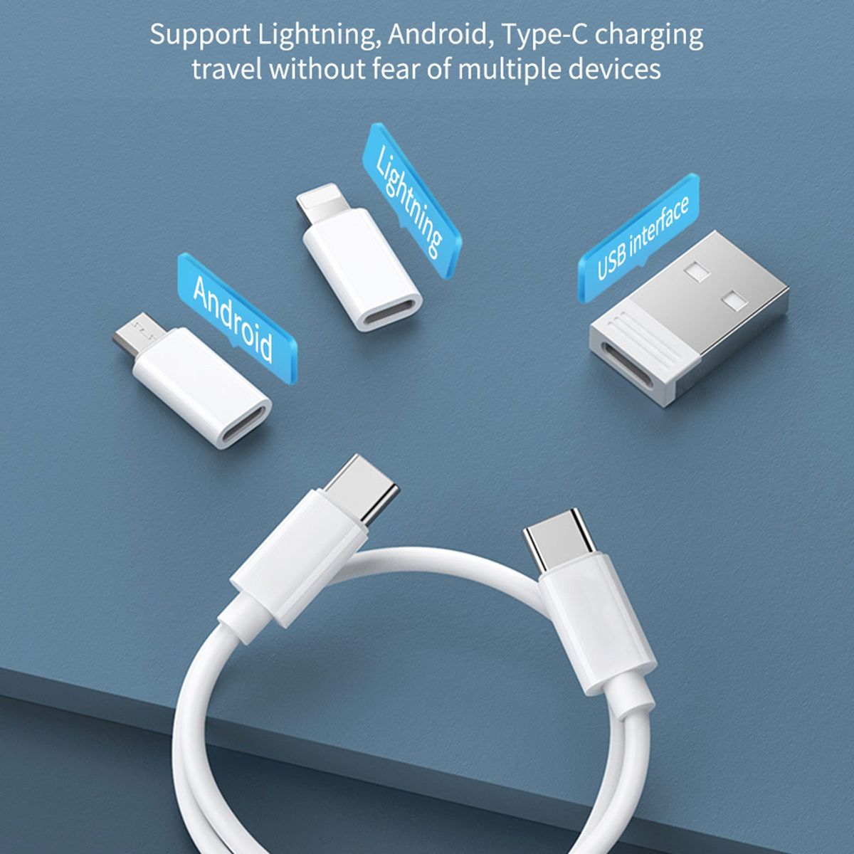 60W USB Fast Charging Cable Set with Type C Micro USB Port & Mobile Stand - 1 Pack