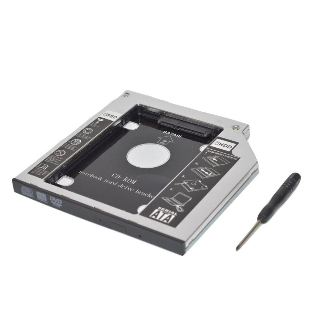 Universal Aluminum 9.5mm SATA Hard Drive Caddy Tray for Laptop Notebooks