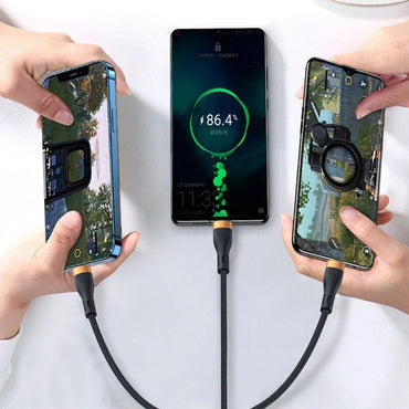 3 in 1 USB Transfer Port Fast Charging Cable and Charging Adaptor - 1 Pack