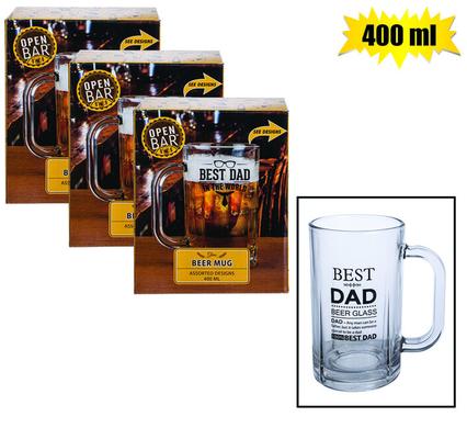 BEER-MUG GLASS DAD 400ML ASSTD