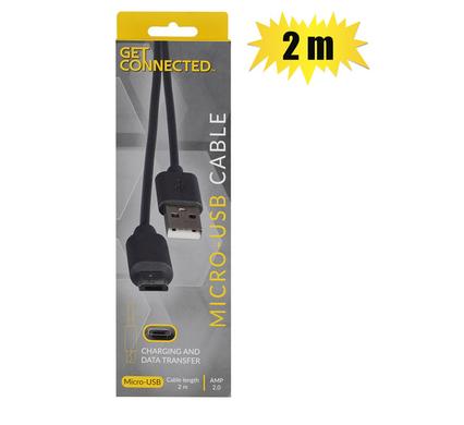 USB CABLE MICRO USB 2.0 AMP 2M