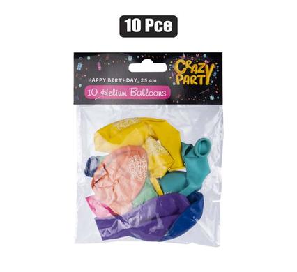 BALLOONS HELIUM 10PC MIX COL-B/DAY F-01