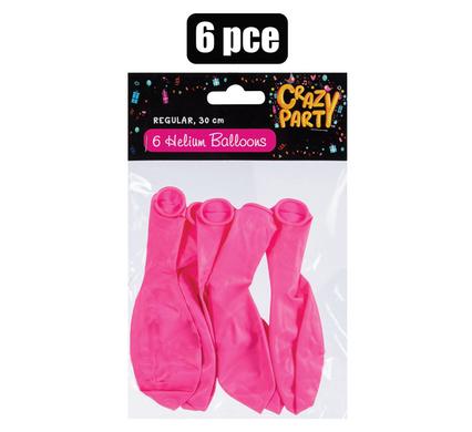 BALLOONS HELIUM 6PC PINK F-01