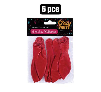BALLOONS HELIUM 6PC RED F-01