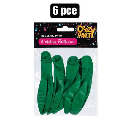 BALLOONS HELIUM 6PC GREEN F-01