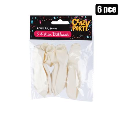 BALLOONS HELIUM 6PC WHITE F-01