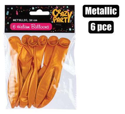BALLOONS HELIUM 6PC METALLIC GOLD F-01