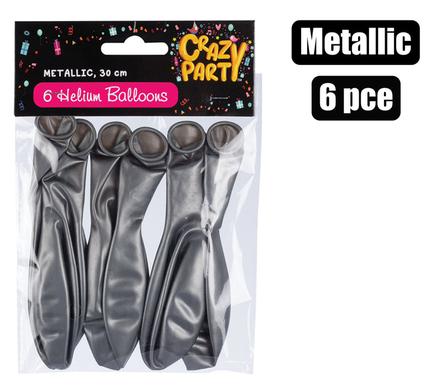 BALLOONS HELIUM 6PC METALLIC SILVER F-01