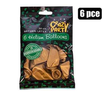 BALLOONS HELIUM 6PC BIO GOLD