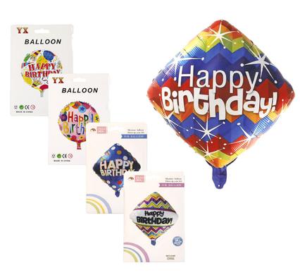 BALLOONS HELIUM FOIL 1PC B/DAY ASTD F-01