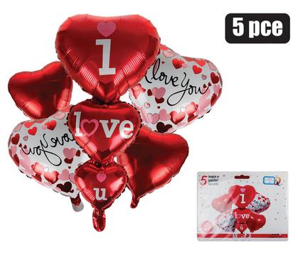 BALLOONS HELIUM VDAY BOUQUET 5PC F-10