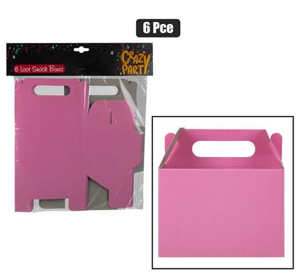 PARTY LOOT SNACK BOX 6PCE PINK