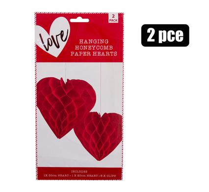PARTY HONEYCOMB HEARTS 2PC