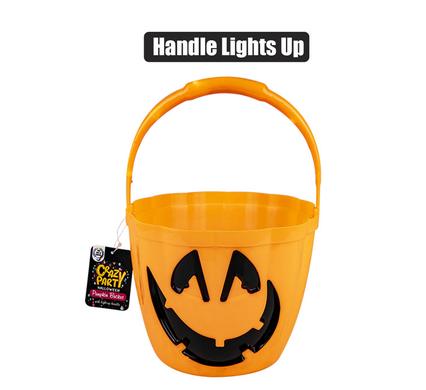 HALLOWEEN PUMPKIN BUCKET W/LIGHT HANDLE