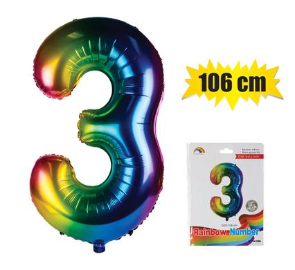 BALLOON HELIUM FOIL RAINBOW 3 106cm F-04