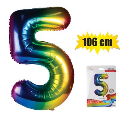BALLOON HELIUM FOIL RAINBOW 5 106cm F-04