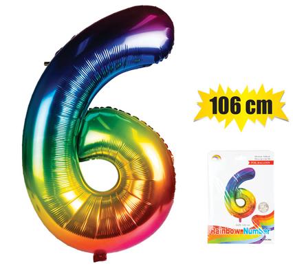 BALLOON HELIUM FOIL RAINBOW 6 106cm F-04
