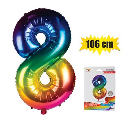 BALLOON HELIUM FOIL RAINBOW 8 106cm F-04
