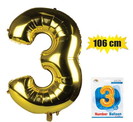BALLOON HELIUM FOIL GOLD 3 106cm F-04