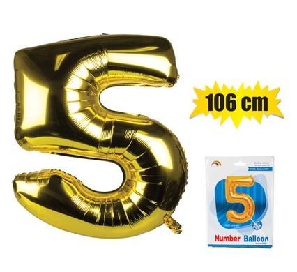BALLOON HELIUM FOIL GOLD 5 106cm F-04