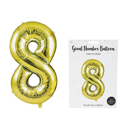 BALLOON HELIUM FOIL GOLD 8 106cm F-04