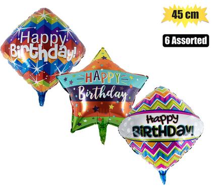 BALLOON AIR FILL W/STCK SHAPE B/DAY 45cm