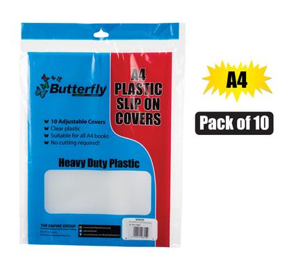 BOOK COVER PLASTIC ADJUSTABLE A4 10PK