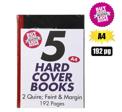BOOK HARD-COVER A4 192-PAGE 2-QUIRE 5PK