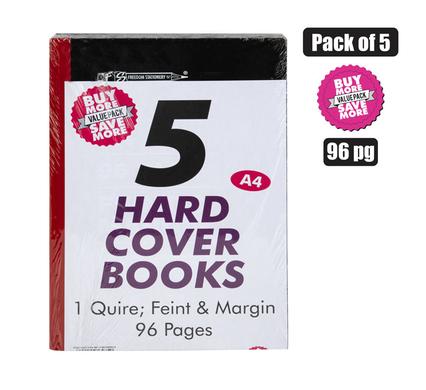 BOOK HARD-COVER A4 96-PAGE 1-QUIRE 5PK