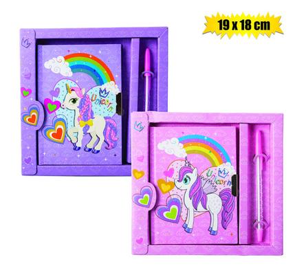 NOVELTY UNICORN NOTEBOOK W/PEN 19x18cm
